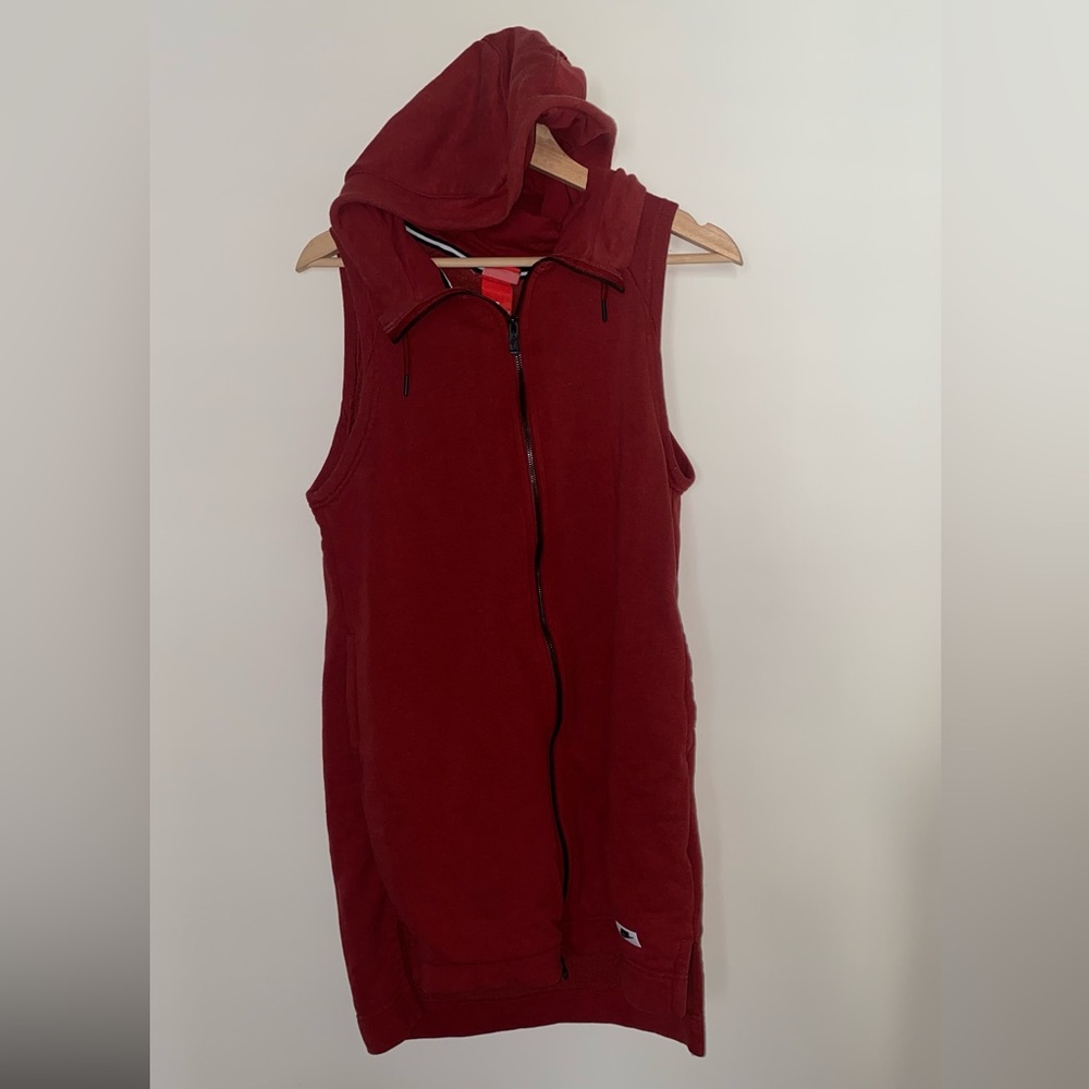 Nike Red Sleeveless Zip Up Hoodie